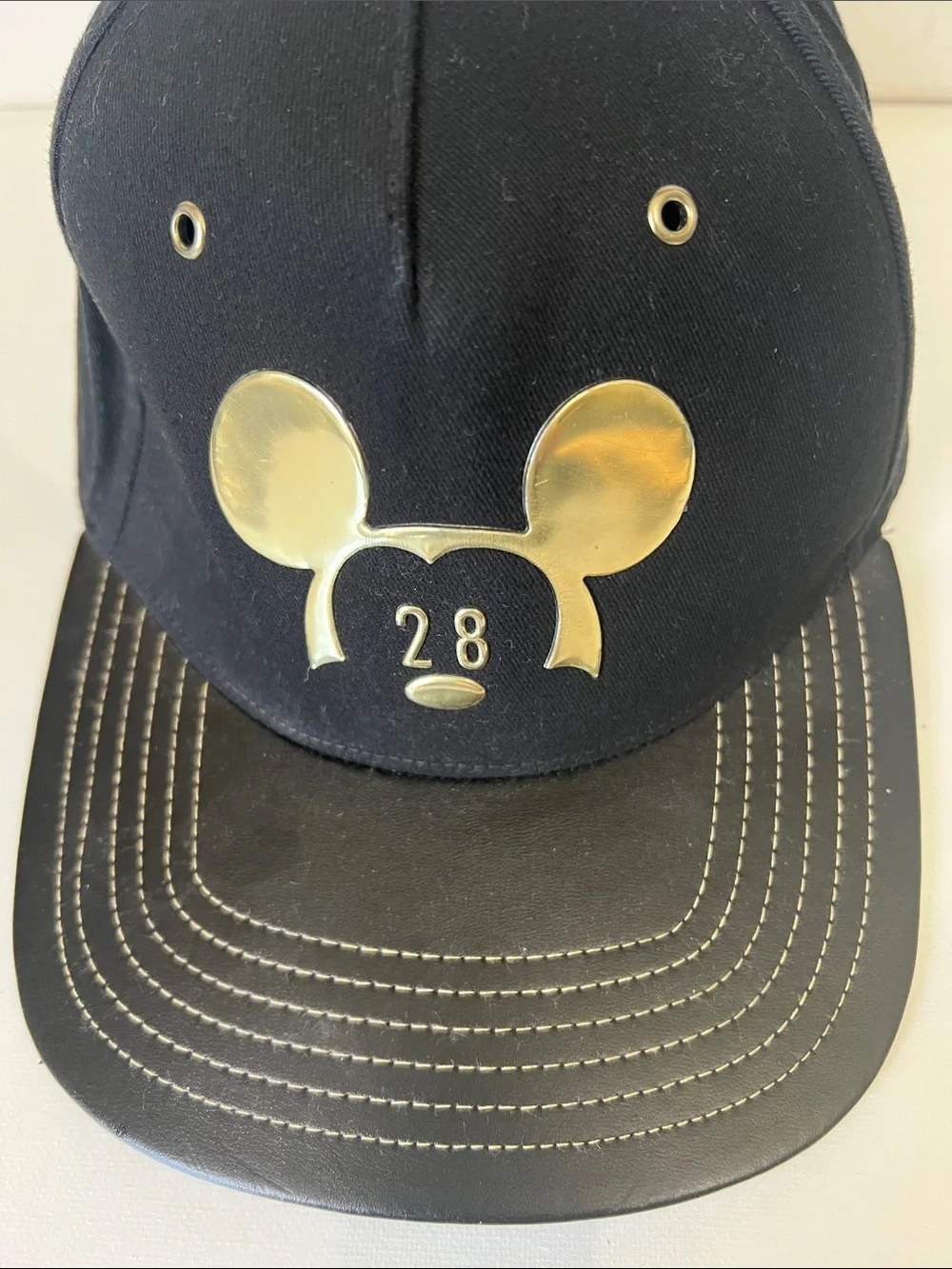 Disney Parks Mickey 28 Hat Cap Black Gold Metallic Adjustable Adult OSFM